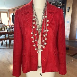 Wool blend tweed jacket size 8 in perfect red.
